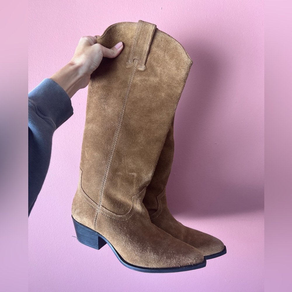 Zara Brown Suede Heeled Boots